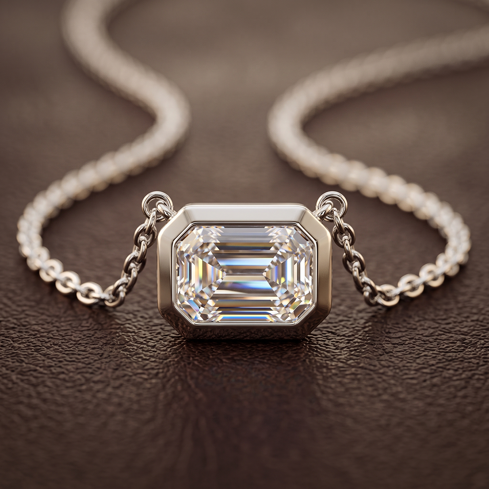 10kt Yellow Gold Aubree Emerald Bezel Lab Diamond Solitaire Necklace (1/2 Ct. Tw.) color product image two