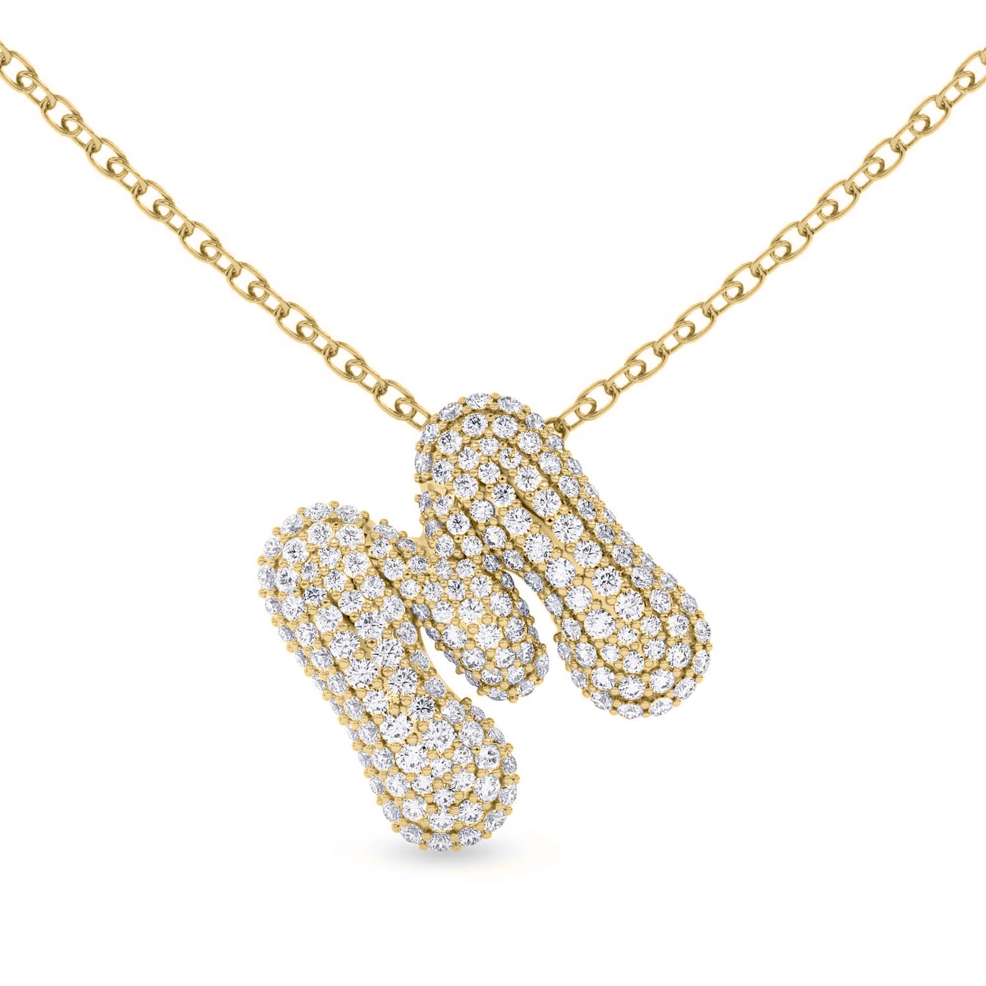 Lab Diamond Initial M Necklace front view