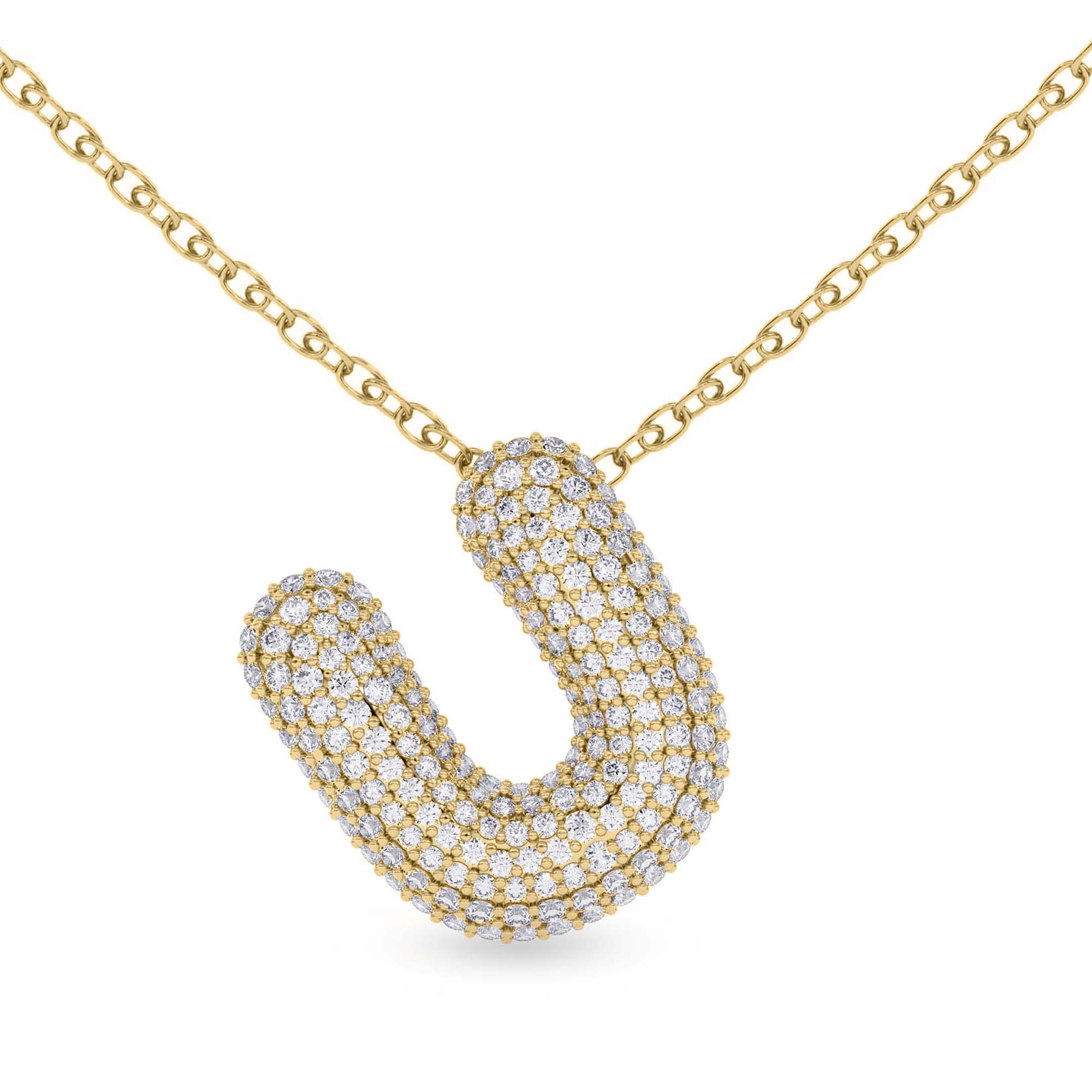 Lab Diamond Initial U Necklace front view