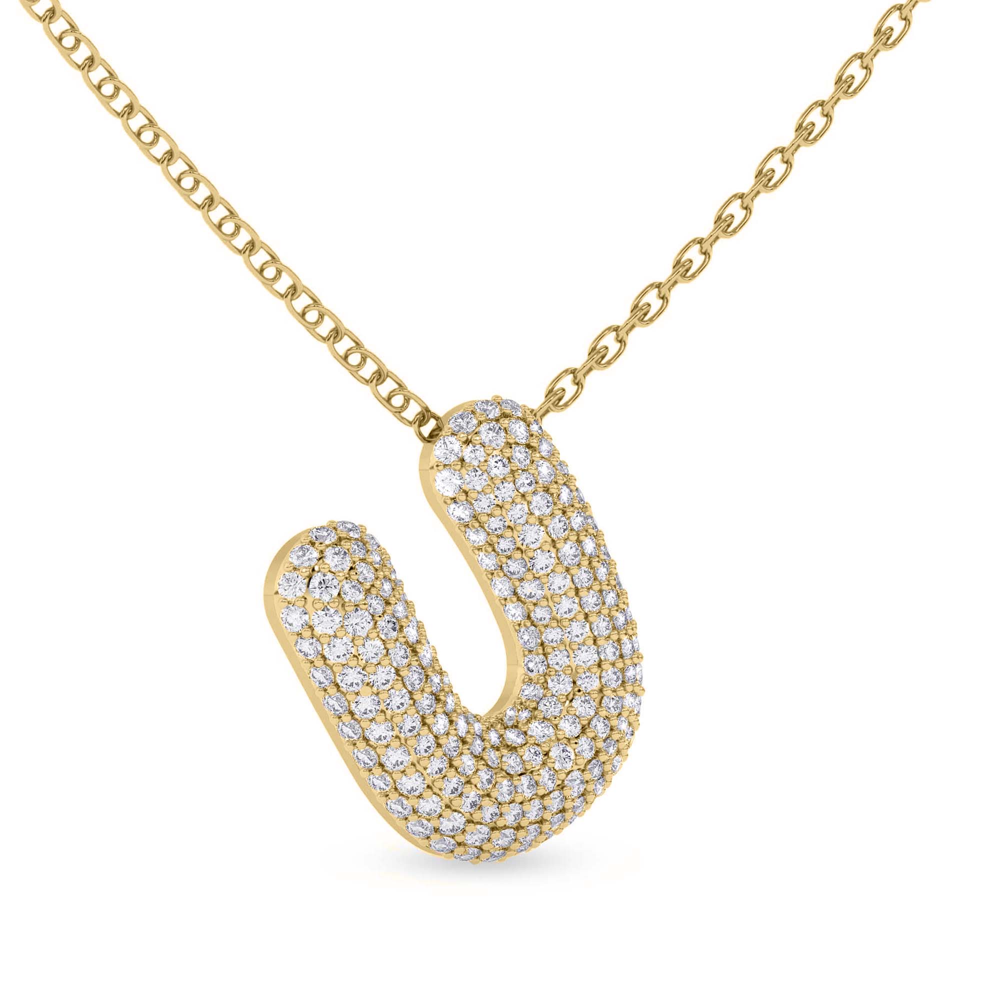 Lab Diamond Initial U Necklace left view