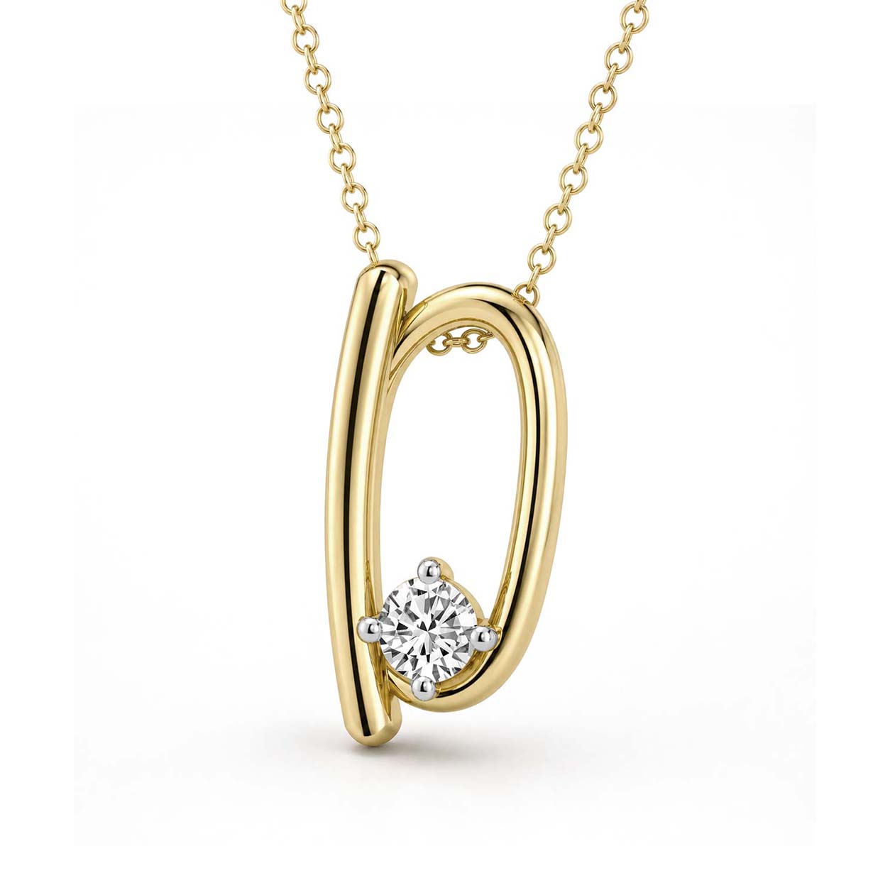 9Ct Yellow Gold Minimal Lab Diamond Initial D Necklace (1/5 Ct. Tw.) right