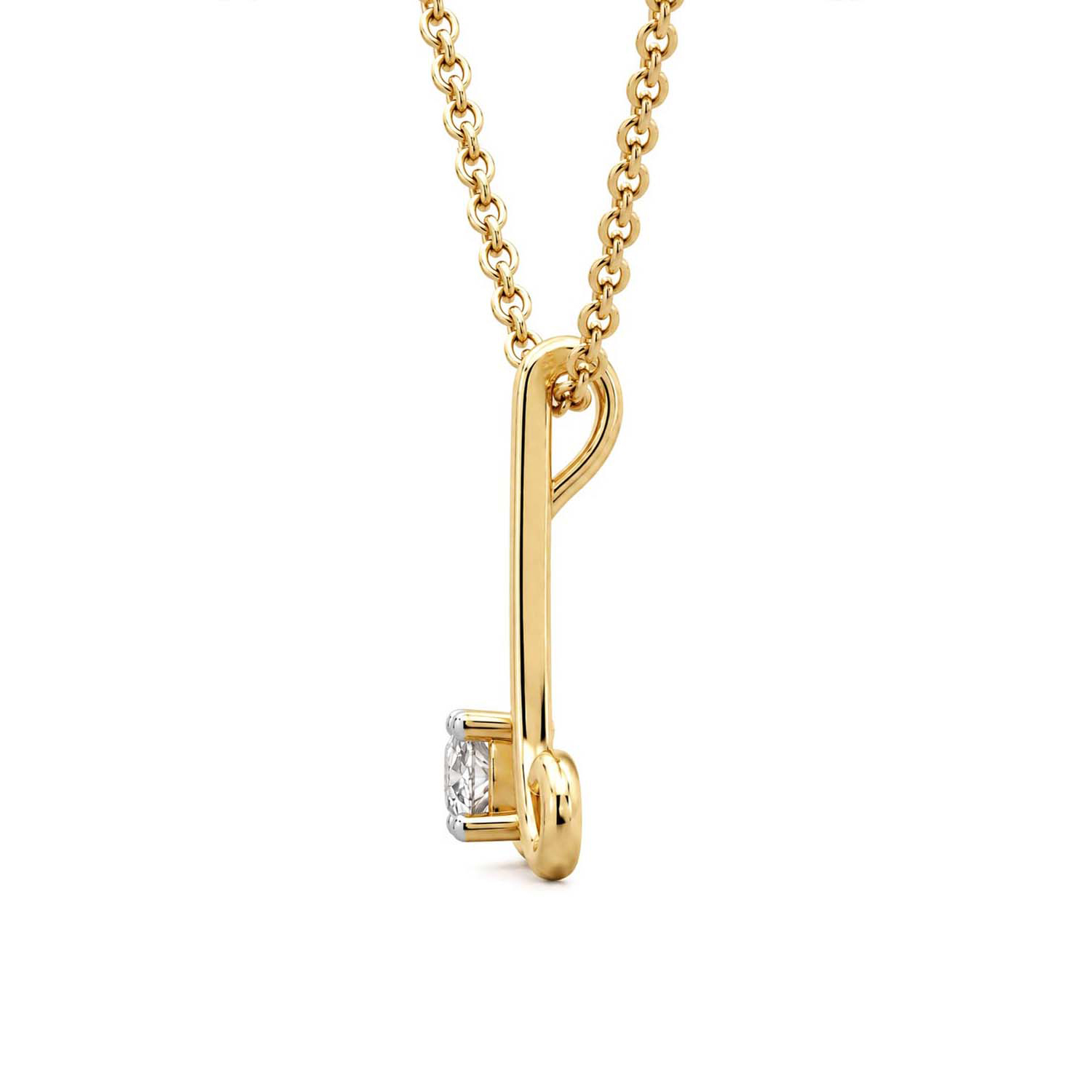 9Ct Yellow Gold Minimal Lab Diamond Initial L Necklace (1/5 Ct. Tw.) left