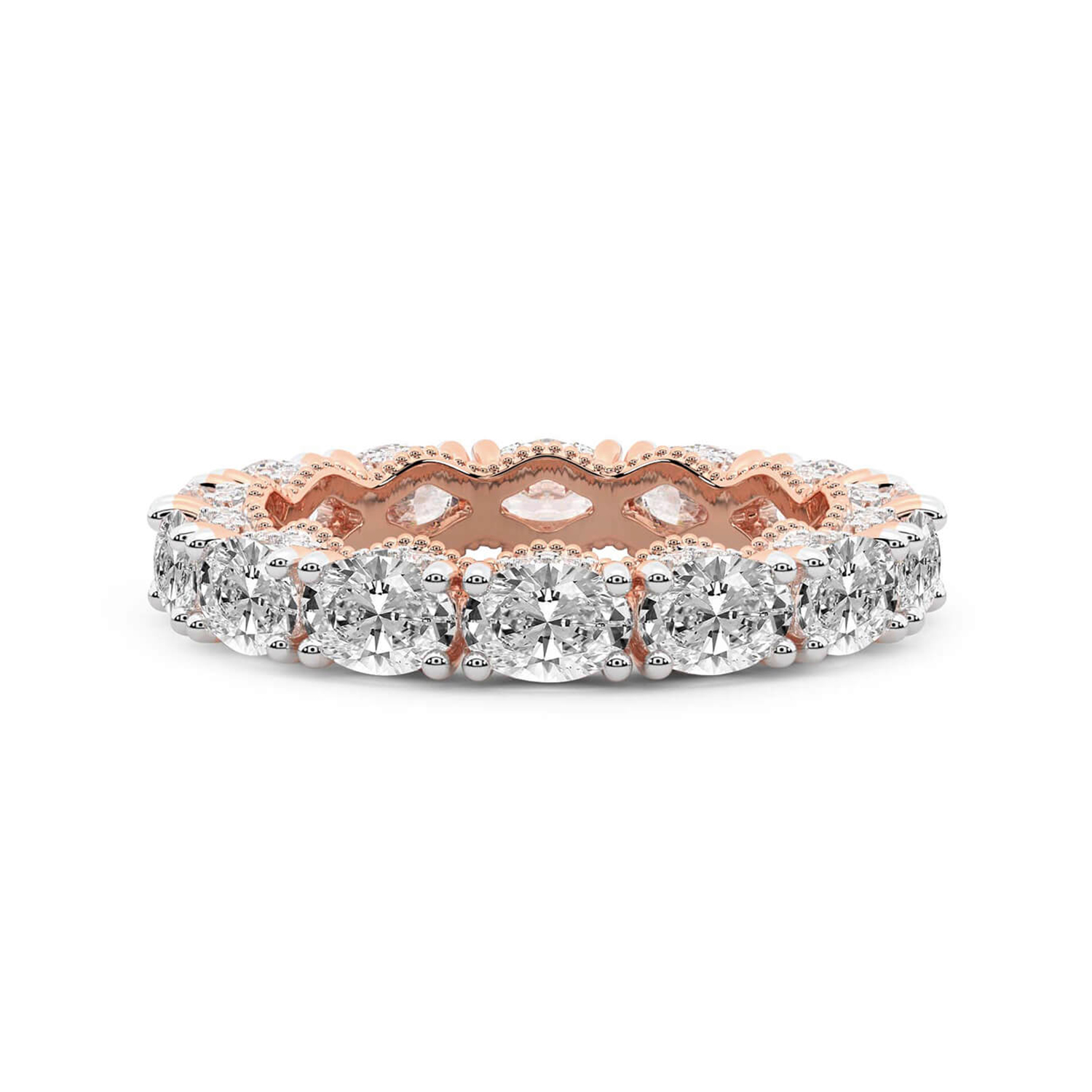 Kendall Oval Milgrain Lab Diamond Eternity Ring front view