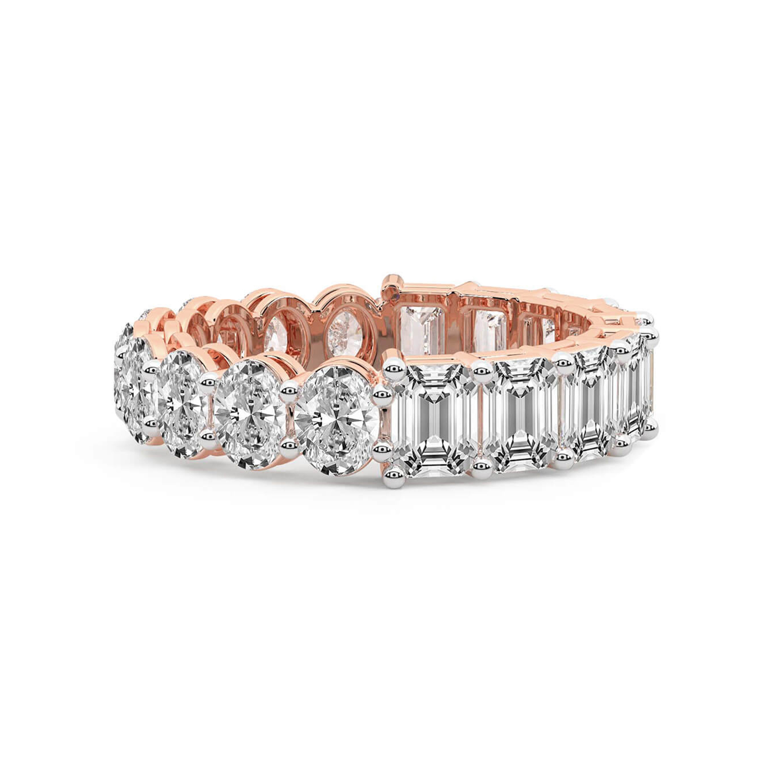Jayla Emerald & Oval Lab Diamond Eternity Ring front view