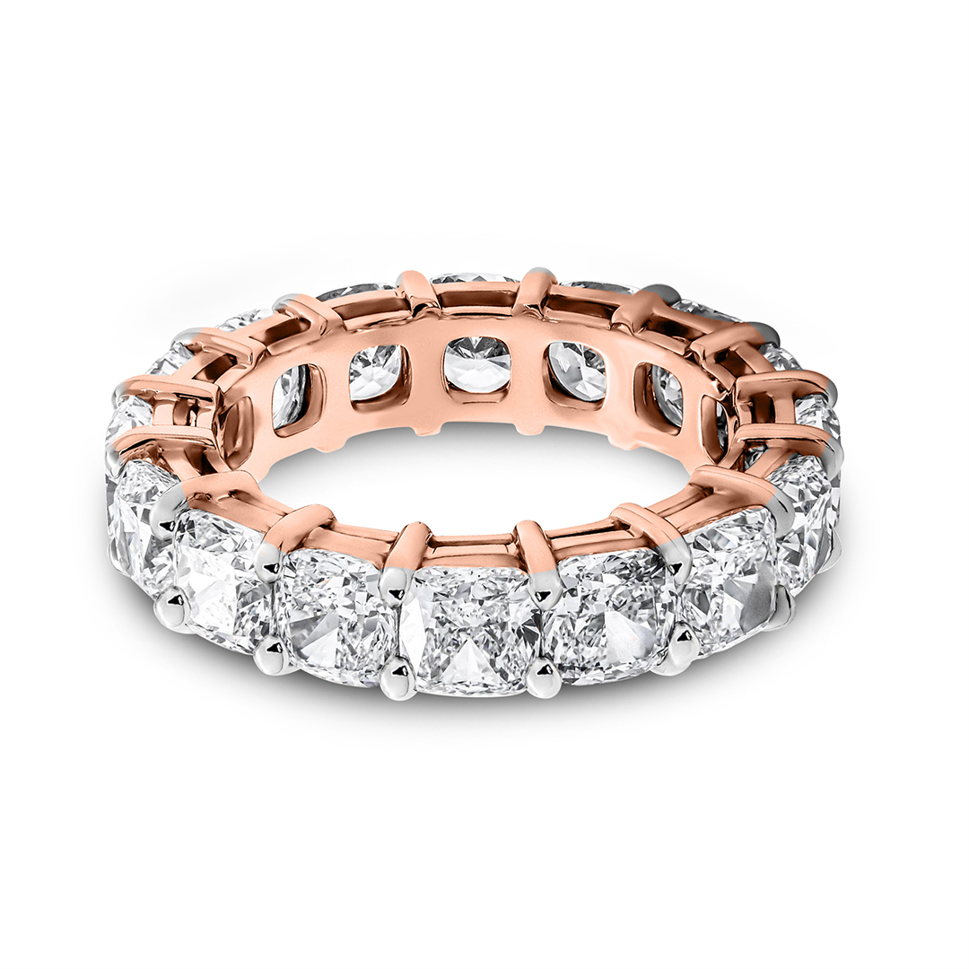 Cushion Diamond Eternity Band rose gold ring, small front view