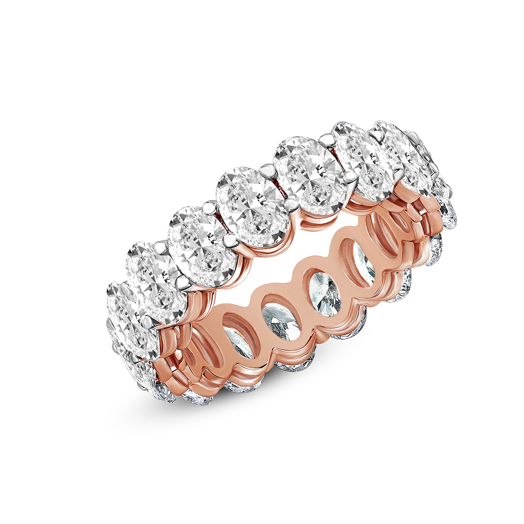 Oval Diamond Eternity Band rose gold ring, small right view