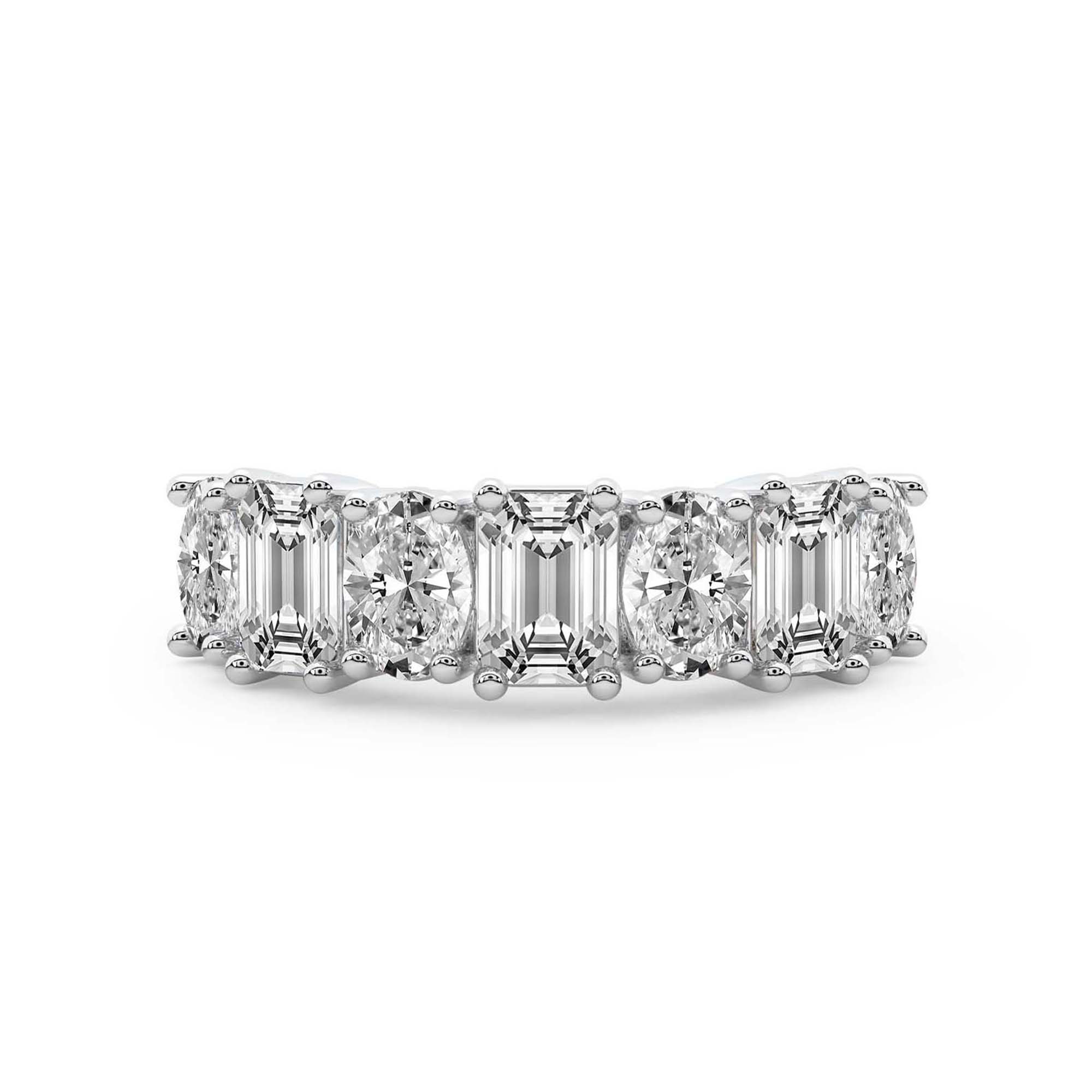 Daphne Oval and Emerald Lab Diamond Anniversary Band front view