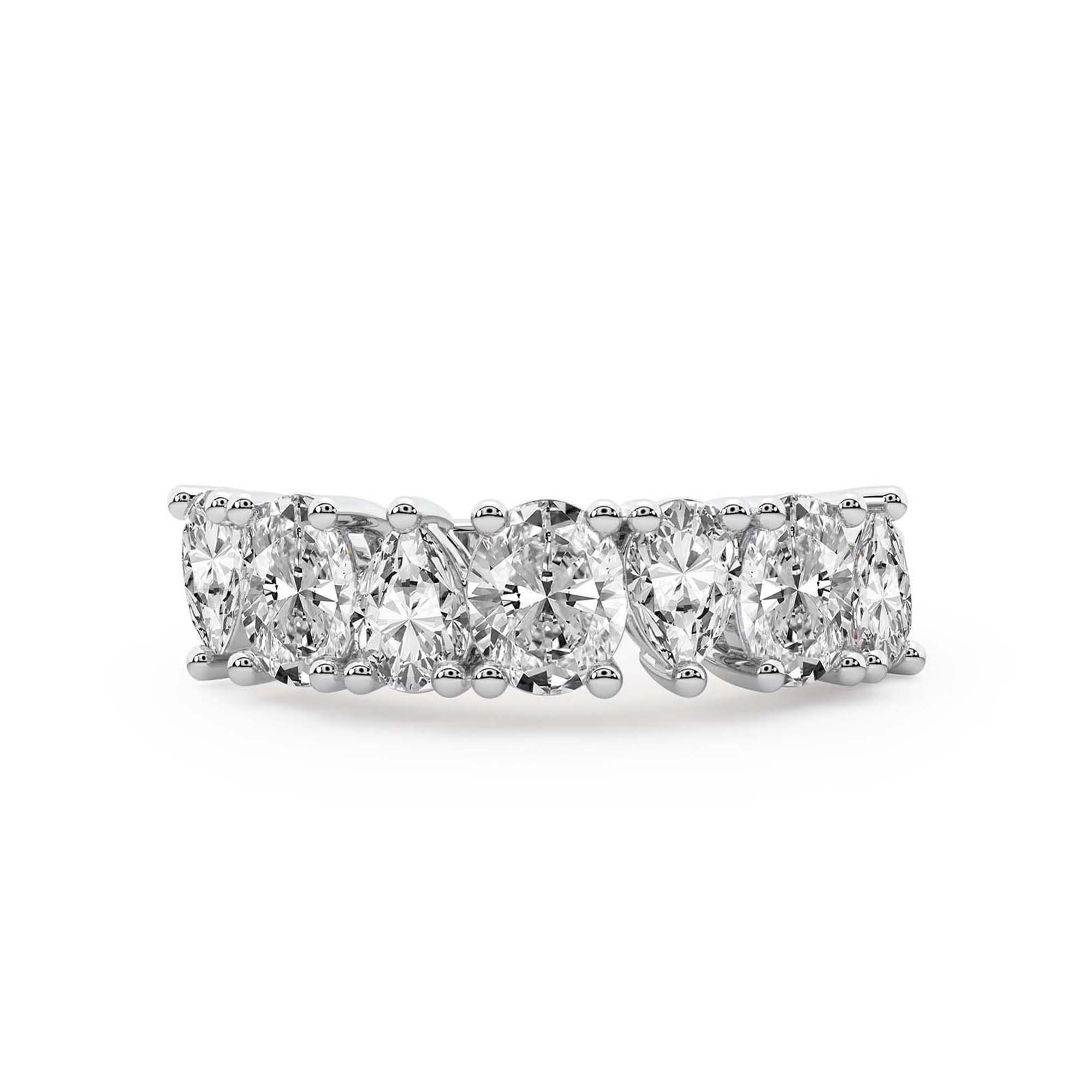 Elara Oval and Pear Lab Diamond Anniversary Band front view