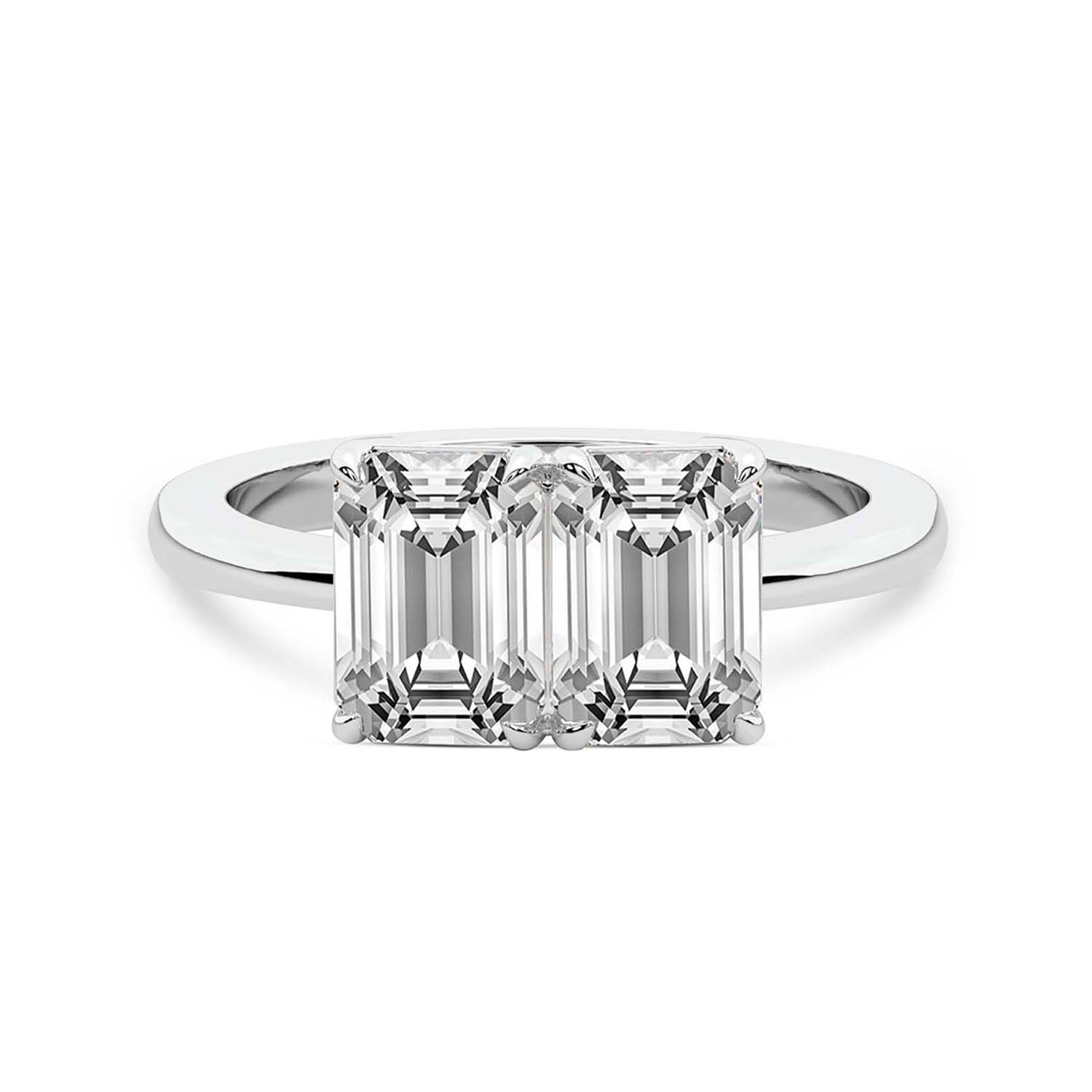 Itzel Two Stone with Both Emeralds Toi Et Moi Lab Grown Diamond Ring front view