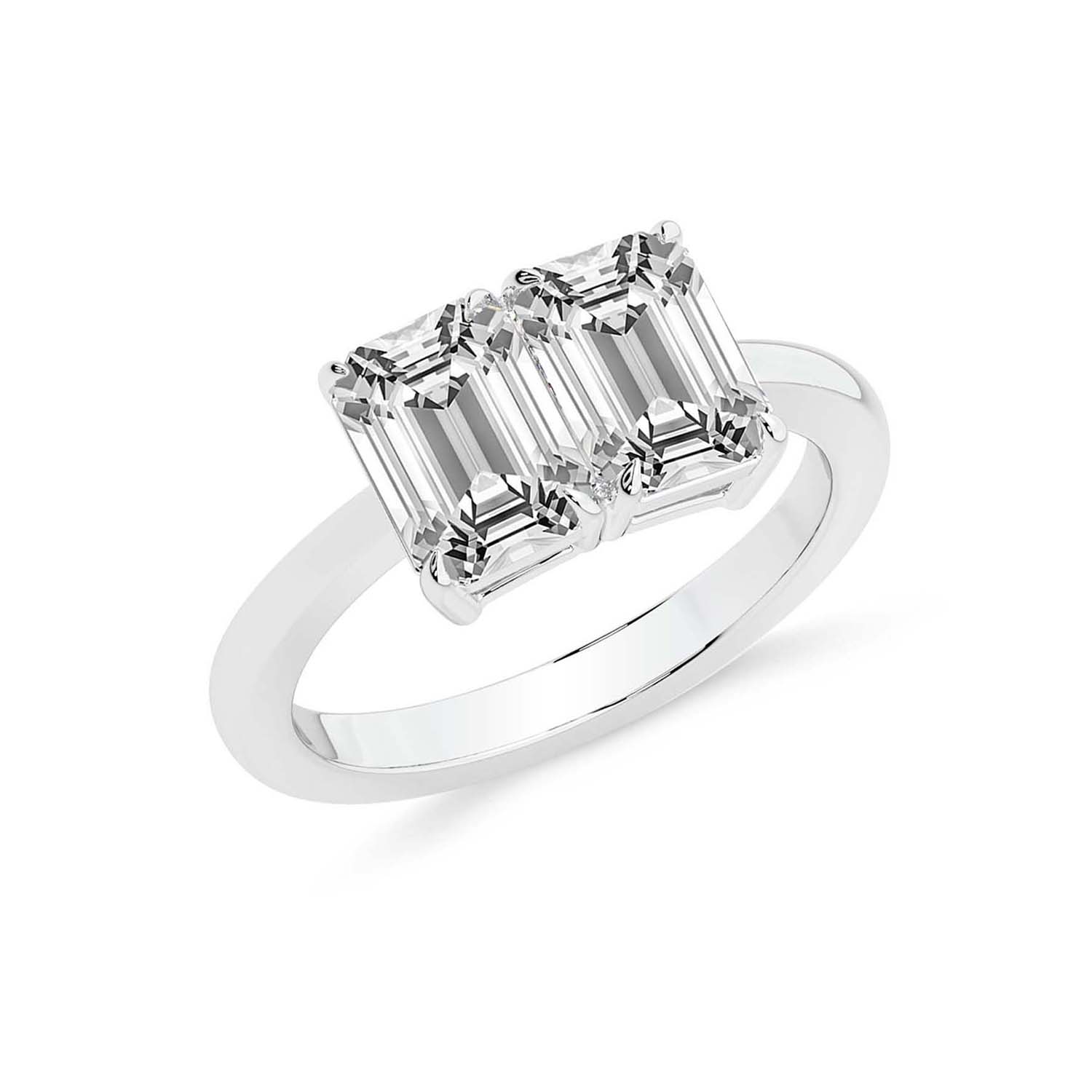 Itzel Two Stone with Both Emeralds Toi Et Moi Lab Grown Diamond Ring left view