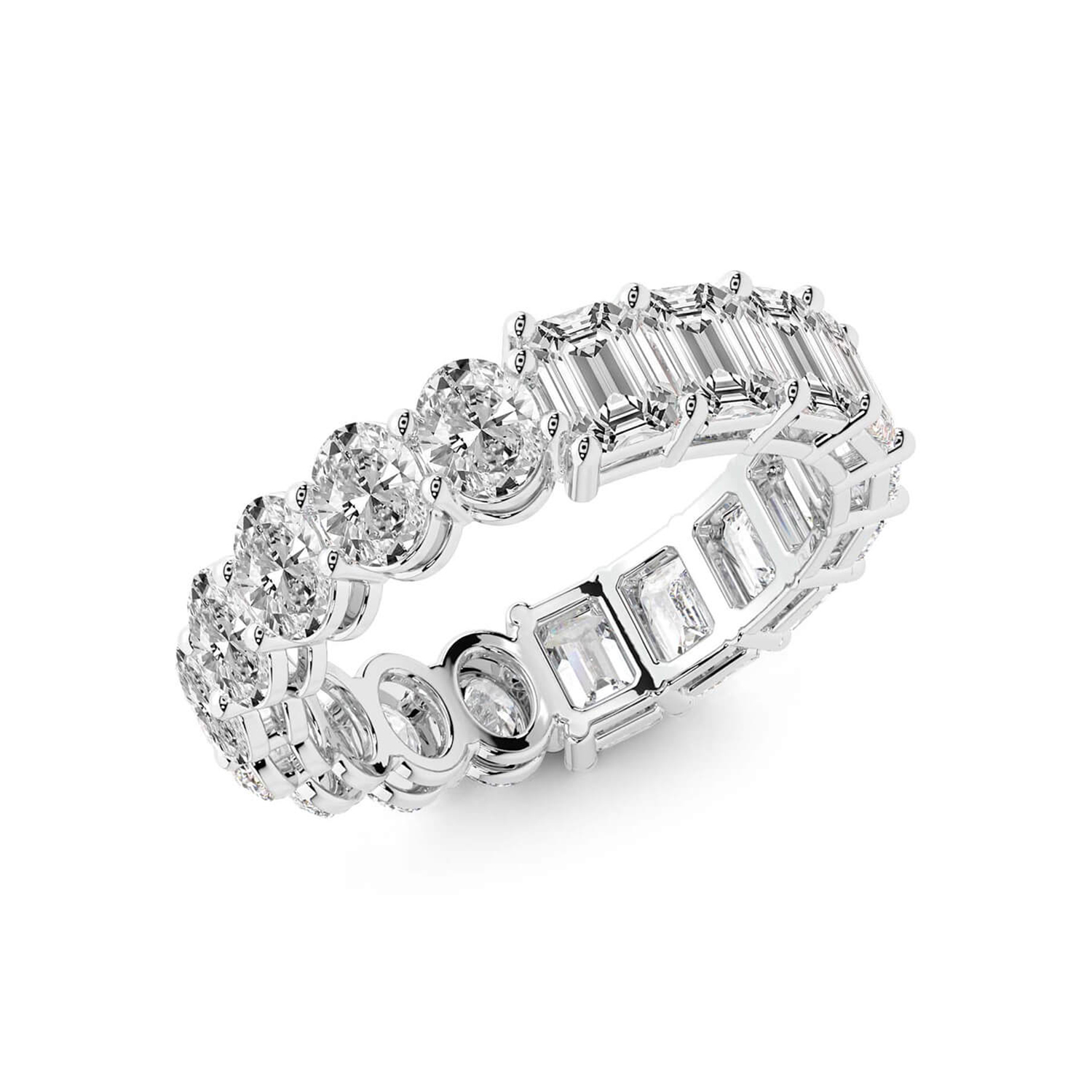 Jayla Emerald & Oval Lab Diamond Eternity Ring right view