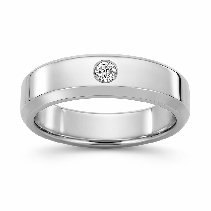 Platinum Evren Men's Ring (1/10 Ct. Tw.) front image