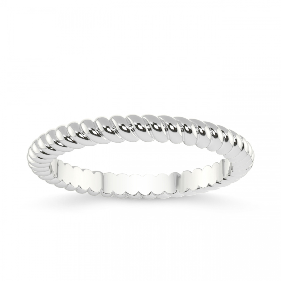Lupe Twist Matching Band prong Setting white gold band ring, front view