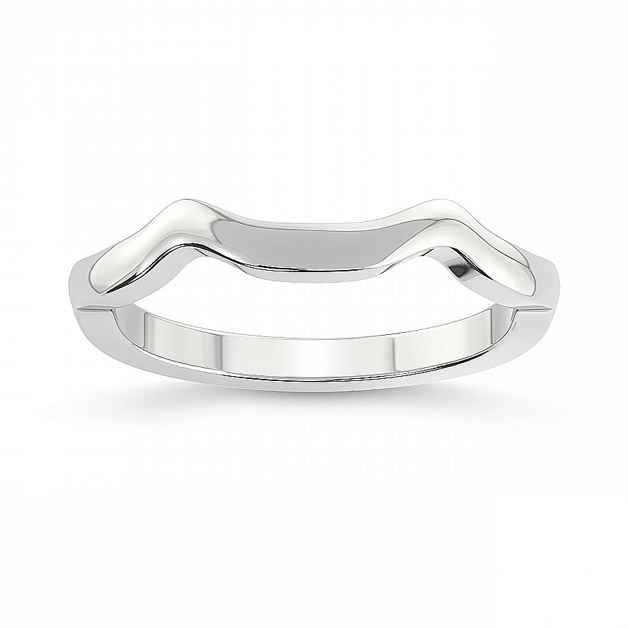 Ida Twisted Matching Band prong Setting white gold band ring, front view