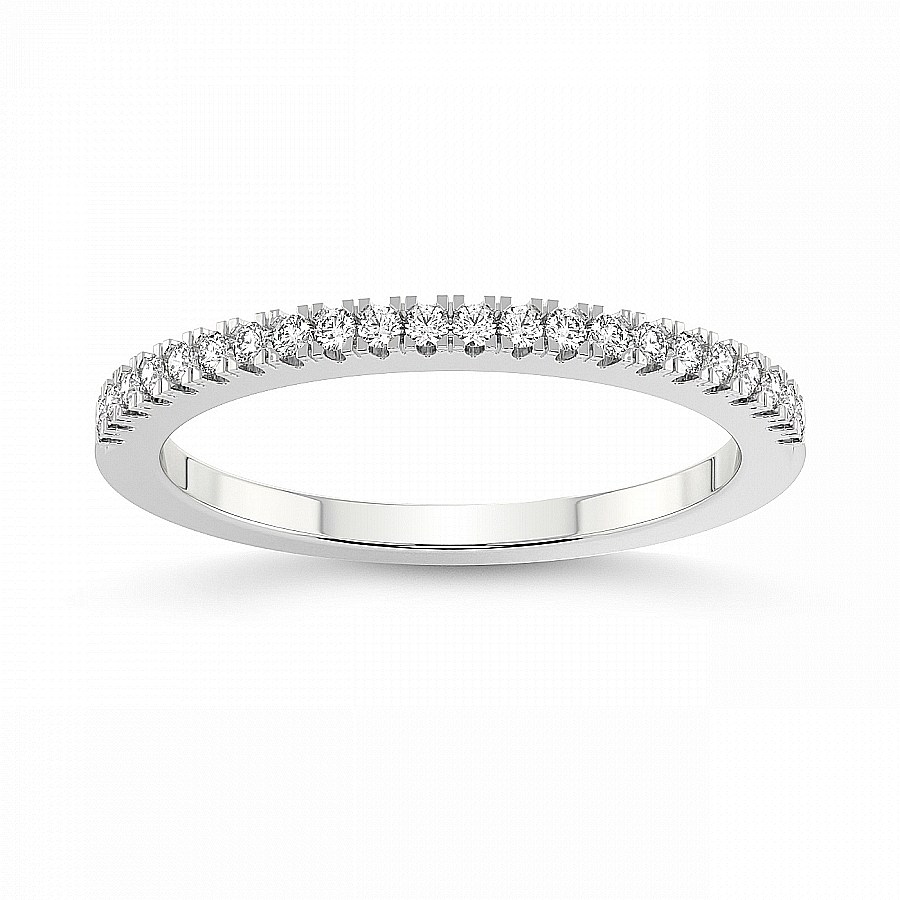 Ada Curvy Matching Band prong Setting white gold band ring, front view