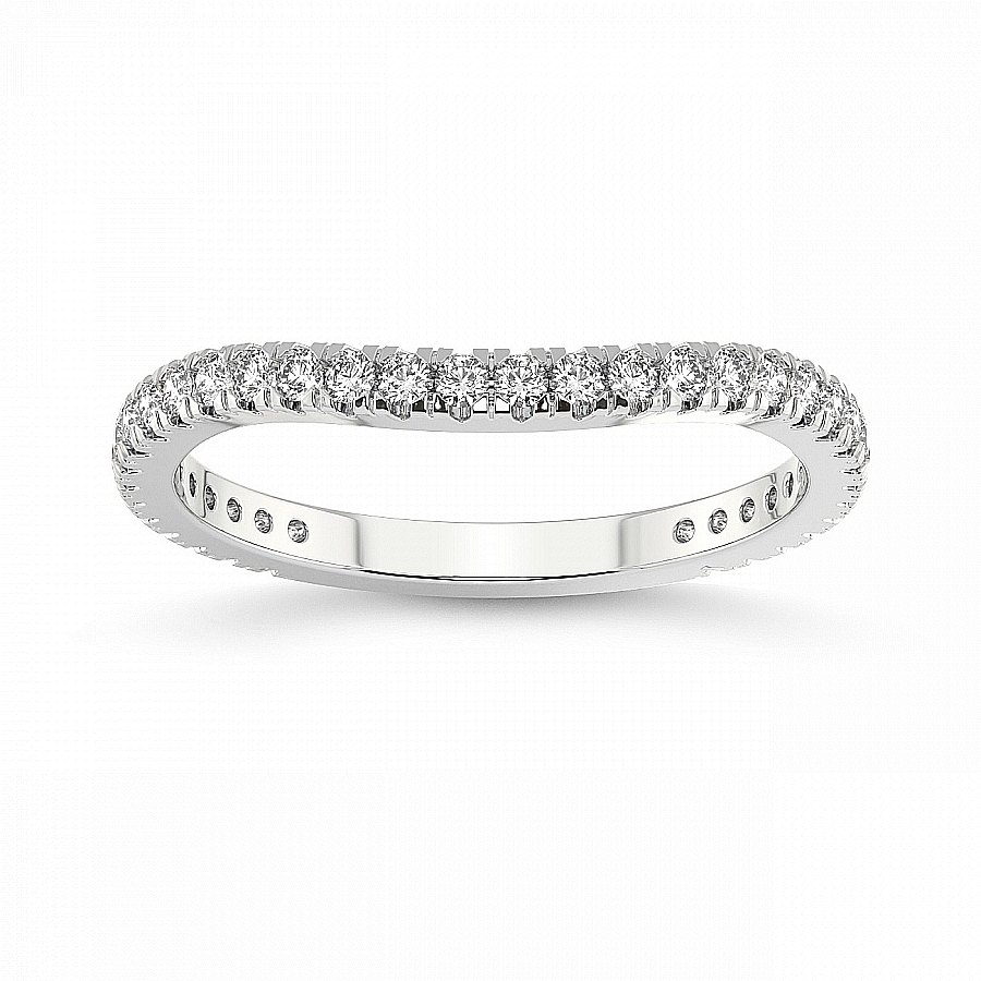 Zea Matching Band prong Setting white gold band ring, front view