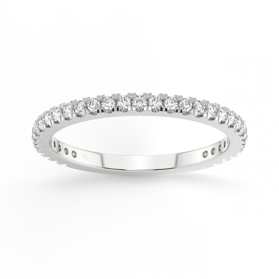 Tyra Matching Band prong Setting white gold band ring, front view