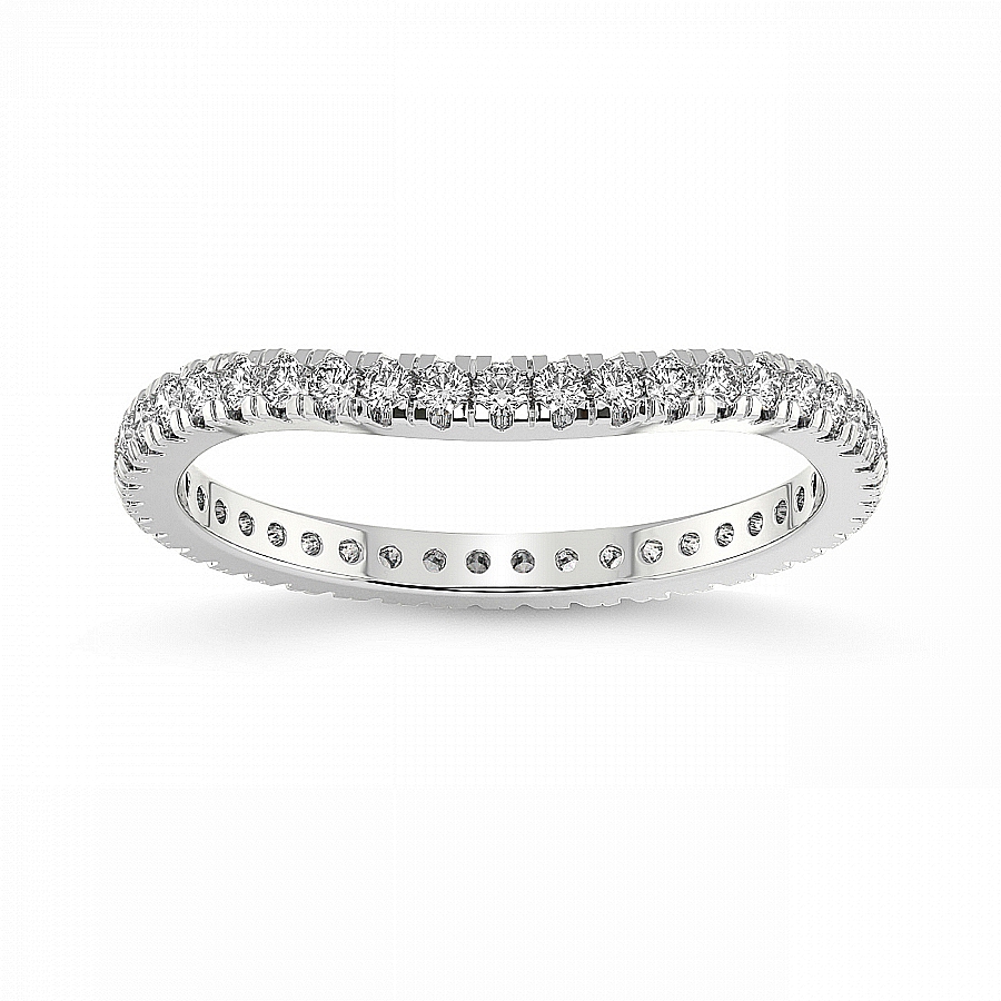 Jazz Matching Band prong Setting white gold band ring, front view