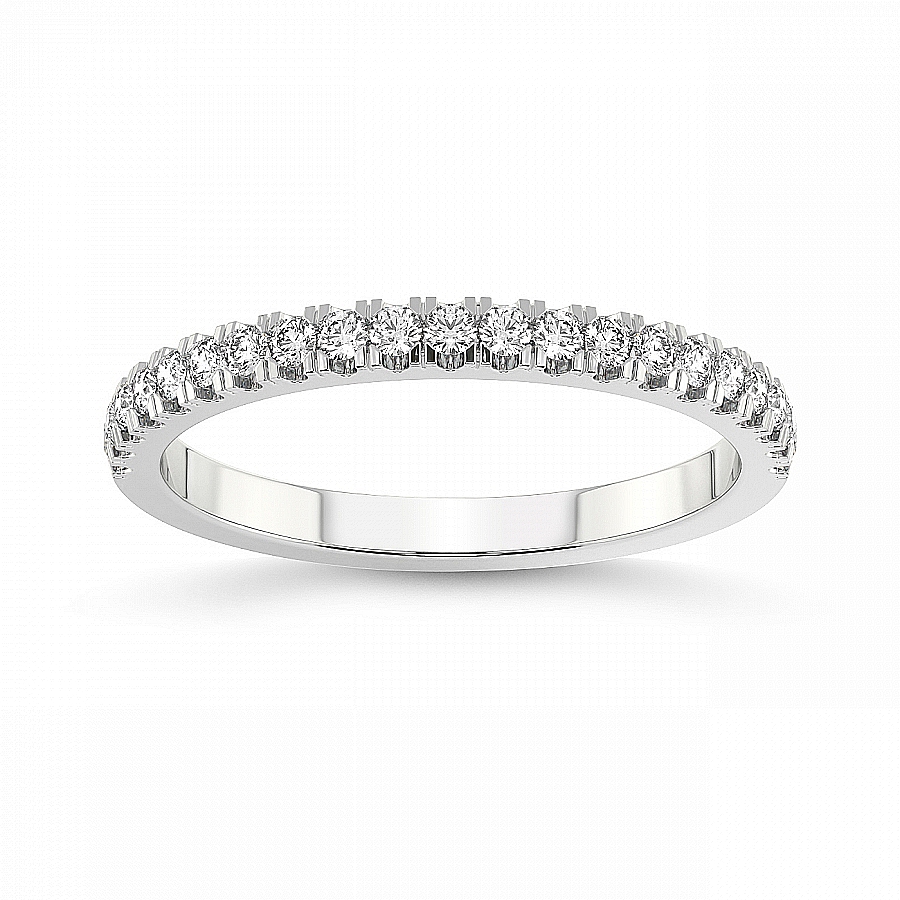 Xia Matching Band prong Setting white gold band ring, front view