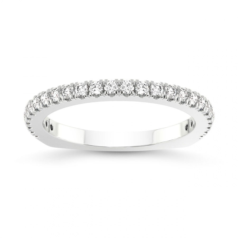 Hayes Matching Band prong Setting white gold band ring, front view