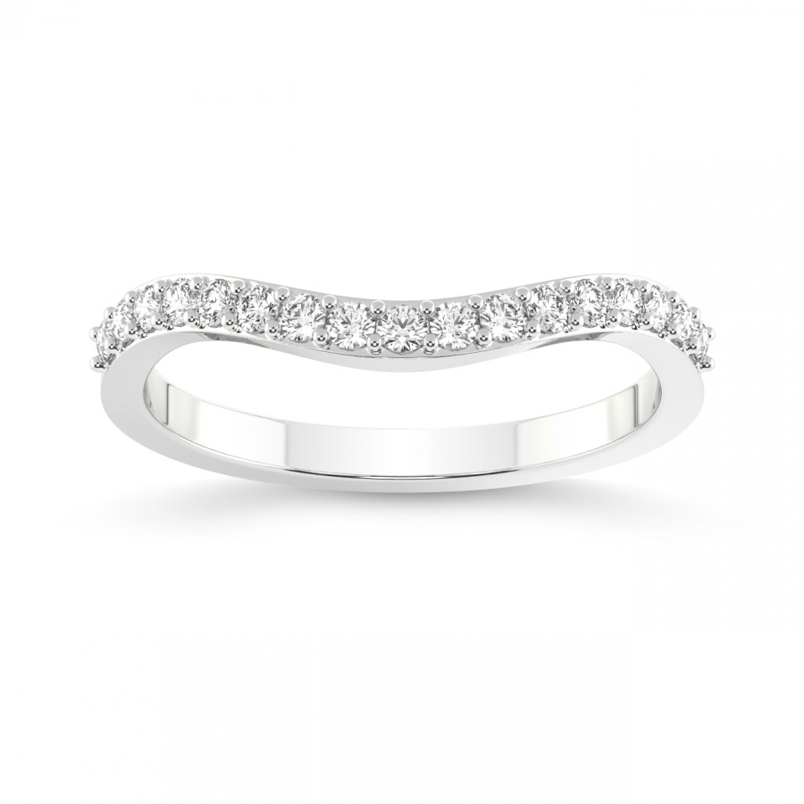 Ellis Matching Band prong Setting white gold band ring, front view