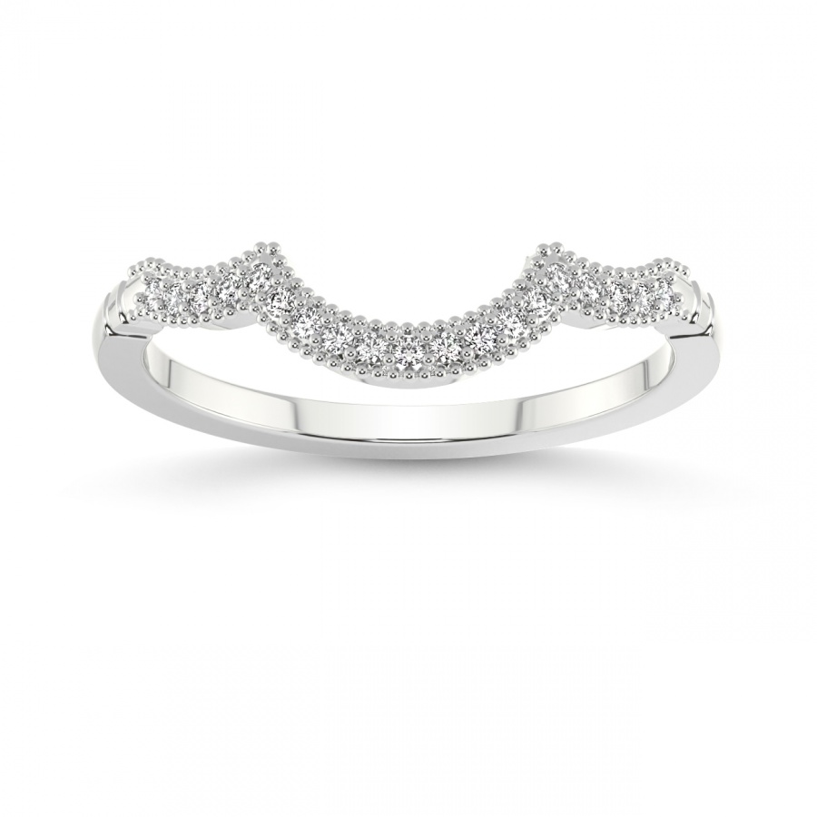 Maren Matching Band prong Setting white gold band ring, front view