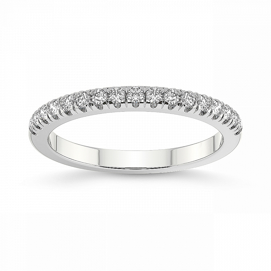 Eli Matching Band prong Setting white gold band ring, front view