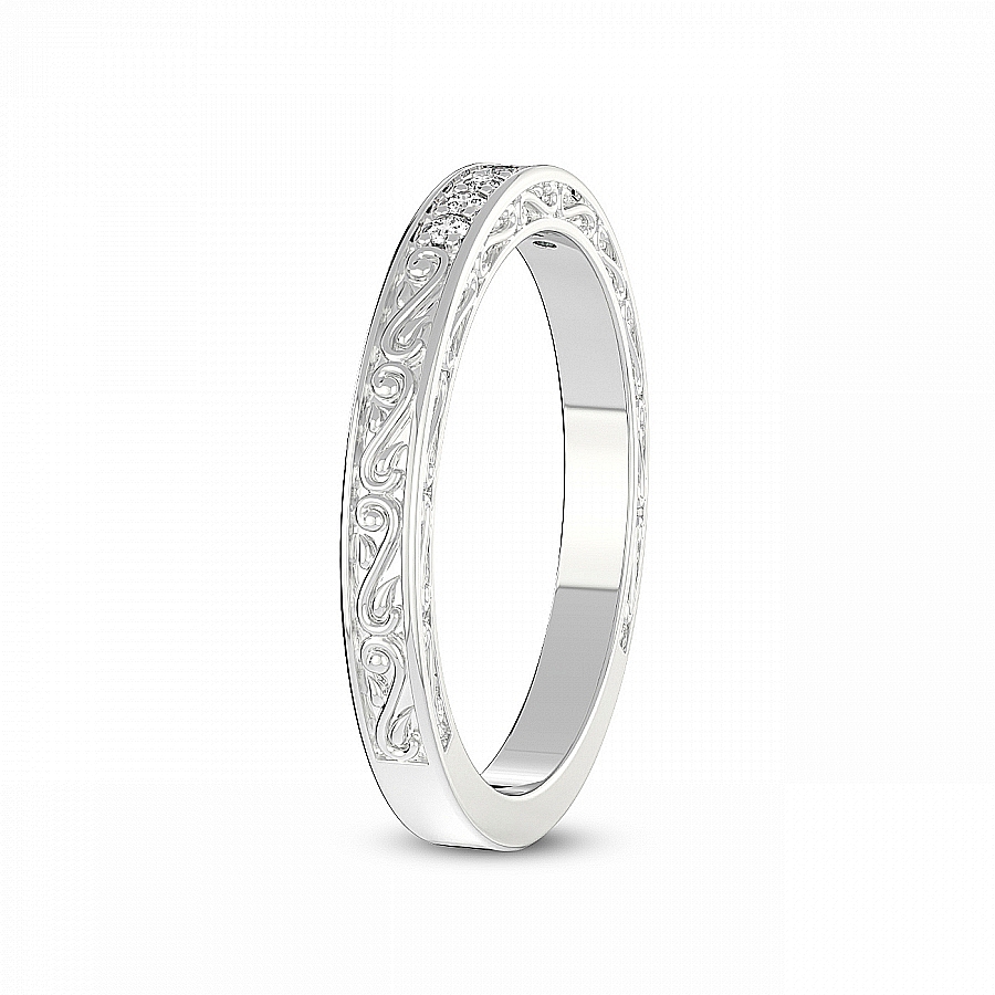Nell Matching Band prong Setting white gold band ring, left view