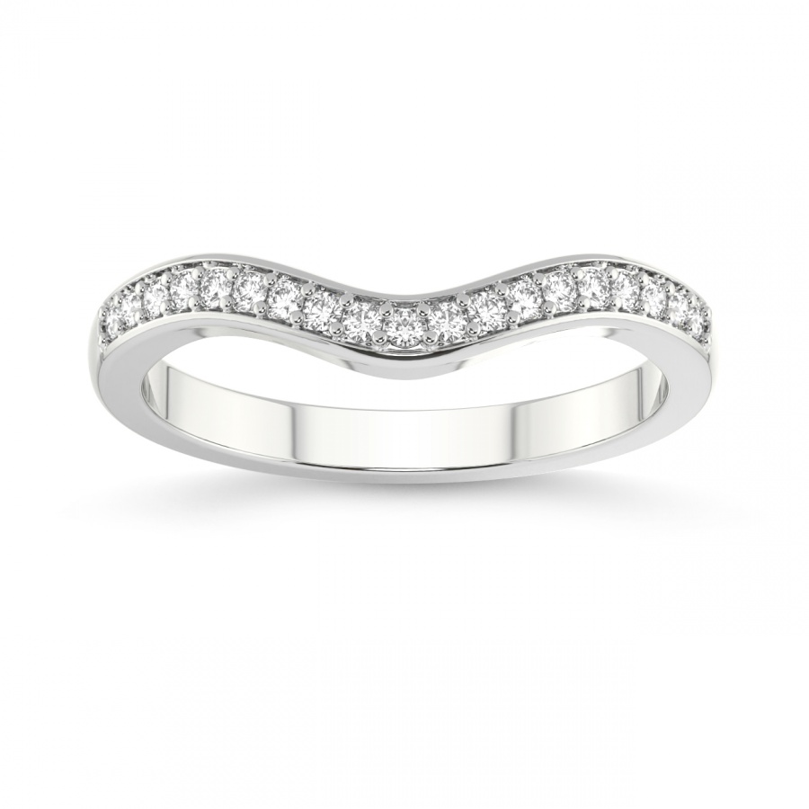 Oona Matching Band prong Setting white gold band ring, front view