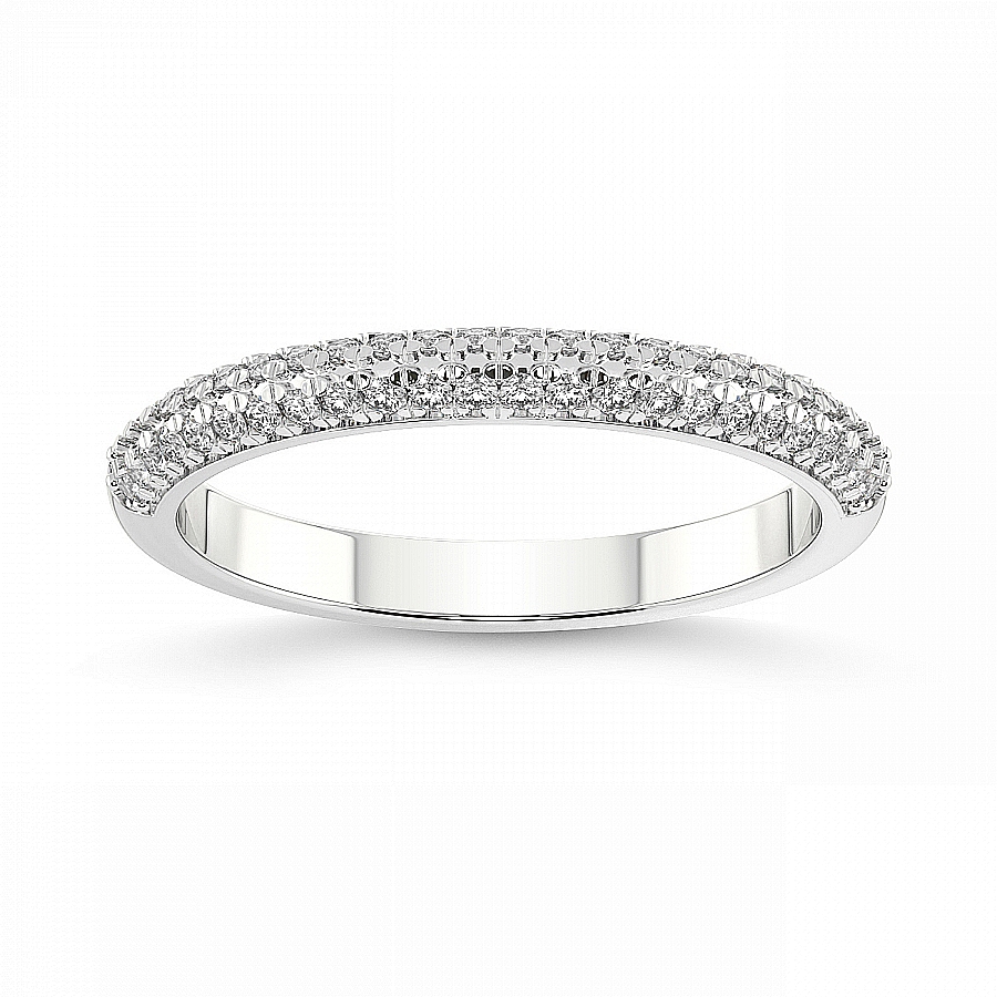 Luz Matching Band prong Setting white gold band ring, front view