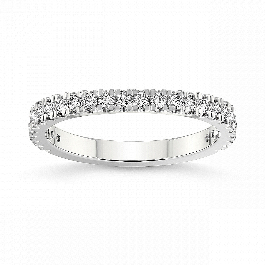Gia Matching Band prong Setting white gold band ring, front view