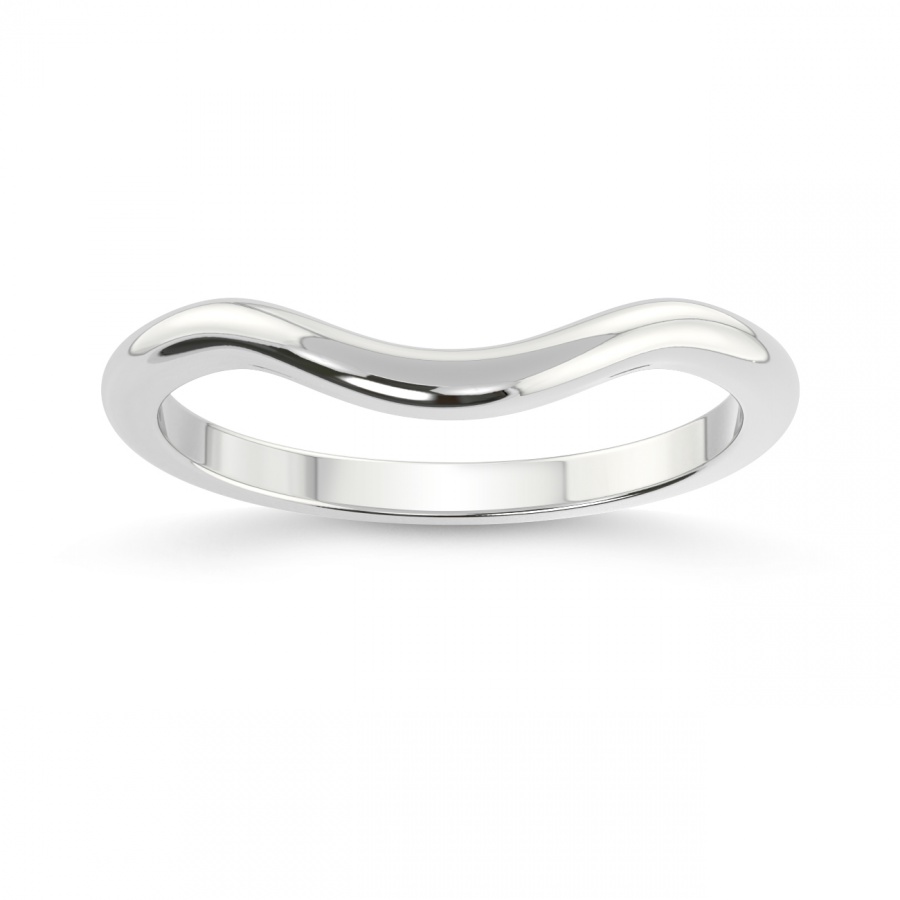 Cia Matching Band prong Setting white gold band ring, front view