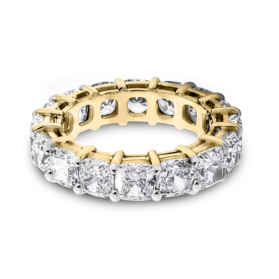 Cushion Diamond Eternity Band yellow gold ring, small front view