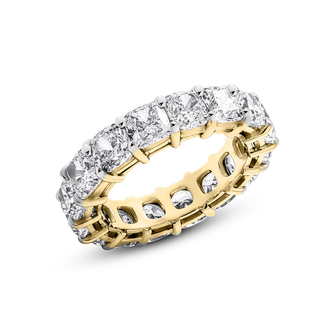 Cushion Diamond Eternity Band yellow gold ring, small right view