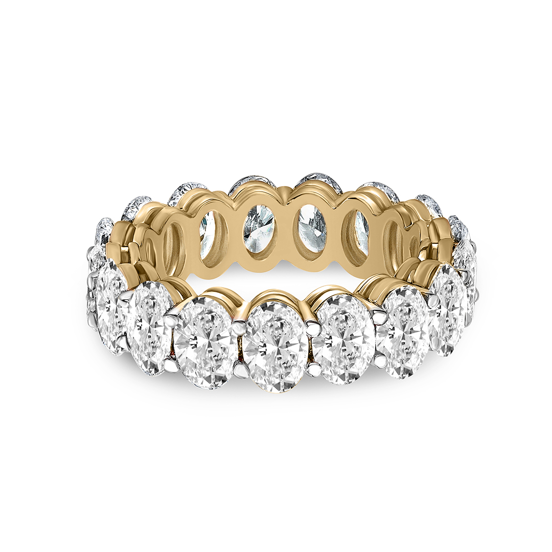 Oval Diamond Eternity Band yellow gold ring, small front view