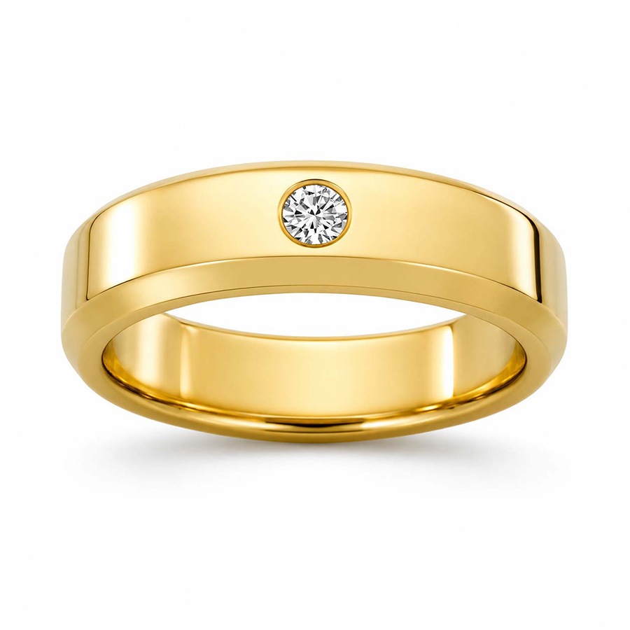 18kt Yellow Gold Evren Men's Ring (1/10 Ct. Tw.) front image