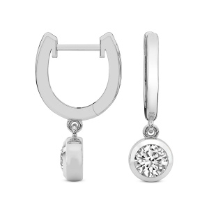 Zuri Bezel Lab Diamond Earrings top view