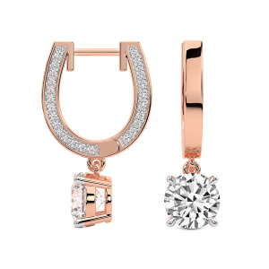 Ashoka Diamond Drop Earrings in 18K Rose Gold, Style #E-2377P-GROUP-18KP