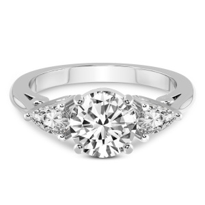 Leona Three stone Side Pear Diamond Ring