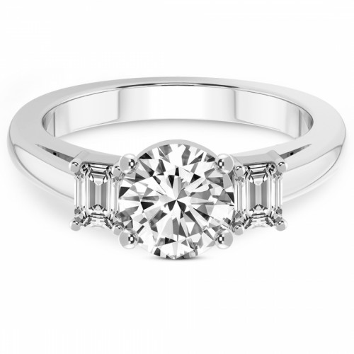 Denise Three stone Side Emerald Diamond Ring