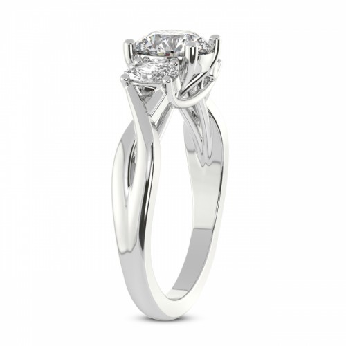 Dionne Three Stone Side Oval Diamond Ring top view