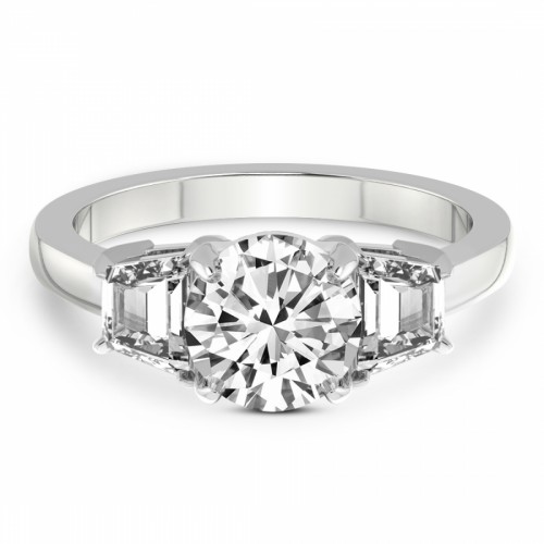 Dianna Three Stone Side Trapezium Diamond Ring
