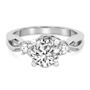 Odette Three Stone Bypass Diamond Ring front view
