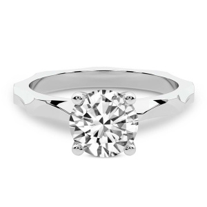 Magnolia Texture Solitaire Diamond Ring front view