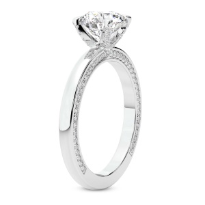 Edith Diamond Studded Petite Solitaire Diamond Ring top view