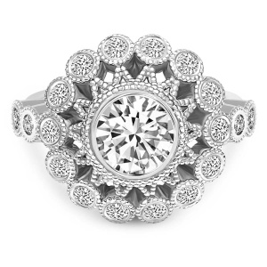 Bloom Vintage Halo Diamond Ring front view
