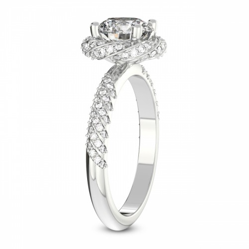 Entwined Love Halo Diamond Ring top view