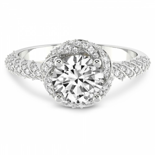 Entwined Love Halo Diamond Ring front view