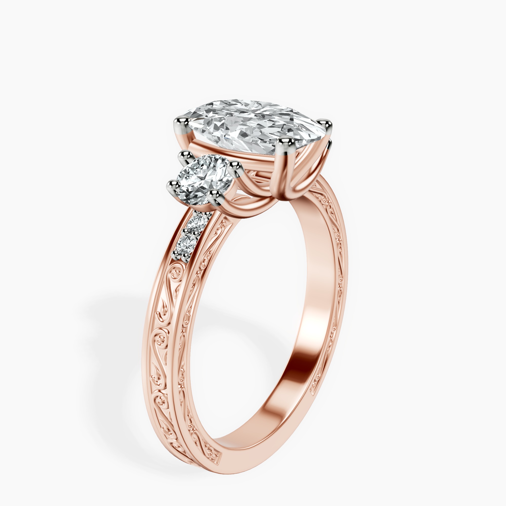 2.40 ct. oval Valencia Vinatge Ring in 18kt rose gold standing product image one