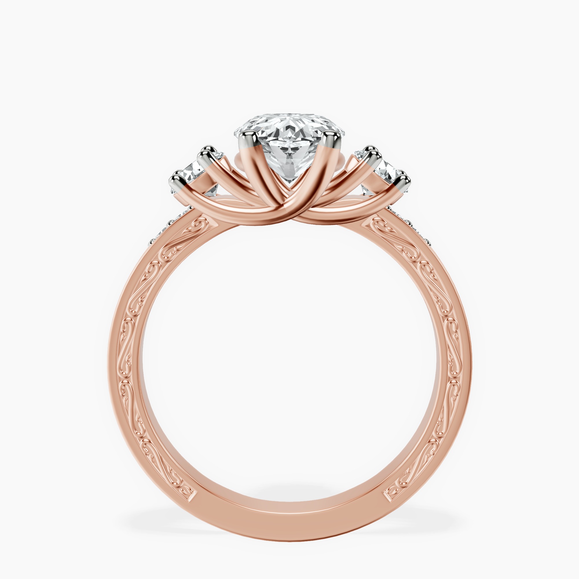2.40 ct. oval Valencia Vinatge Ring in 18kt rose gold side right image one